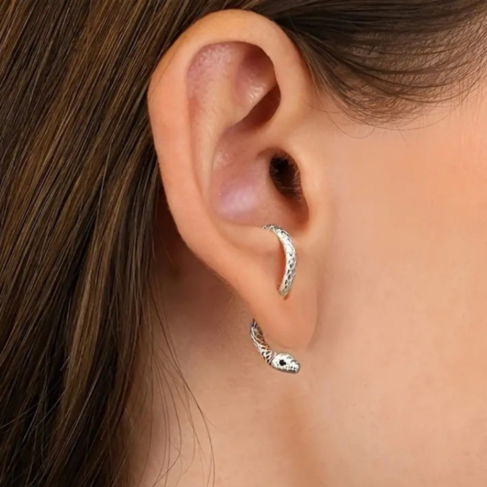 💎New Silver 2 Pieces Hip Hop Snake Earring